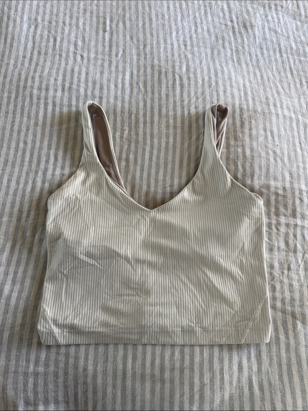 lululemon athletica Light Cream Ribbed Scoop Tank